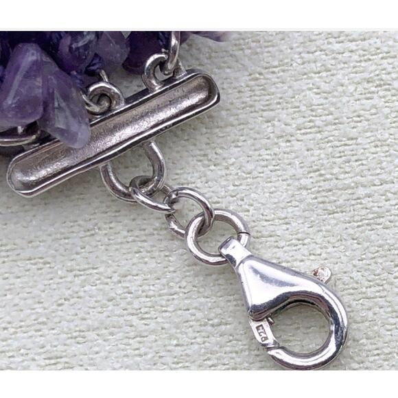 Ross & Simmons 16in Layered Amethyst Gemstone Necklace & Sterling Clasp 184.4g - Picture 3 of 5